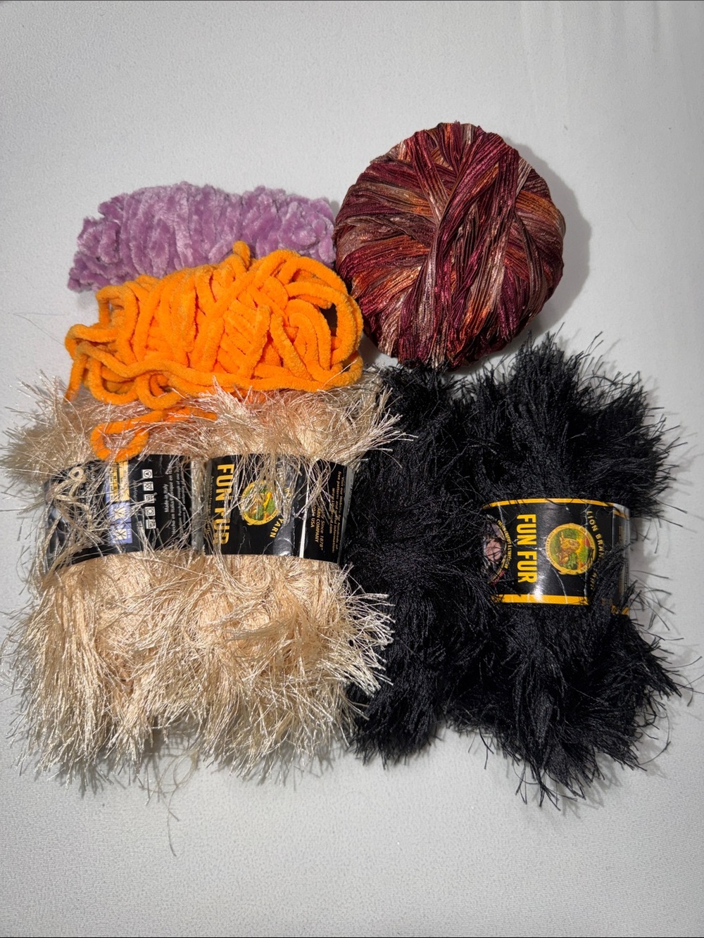 Yarn Bundle - Black & Cream Orange & purple